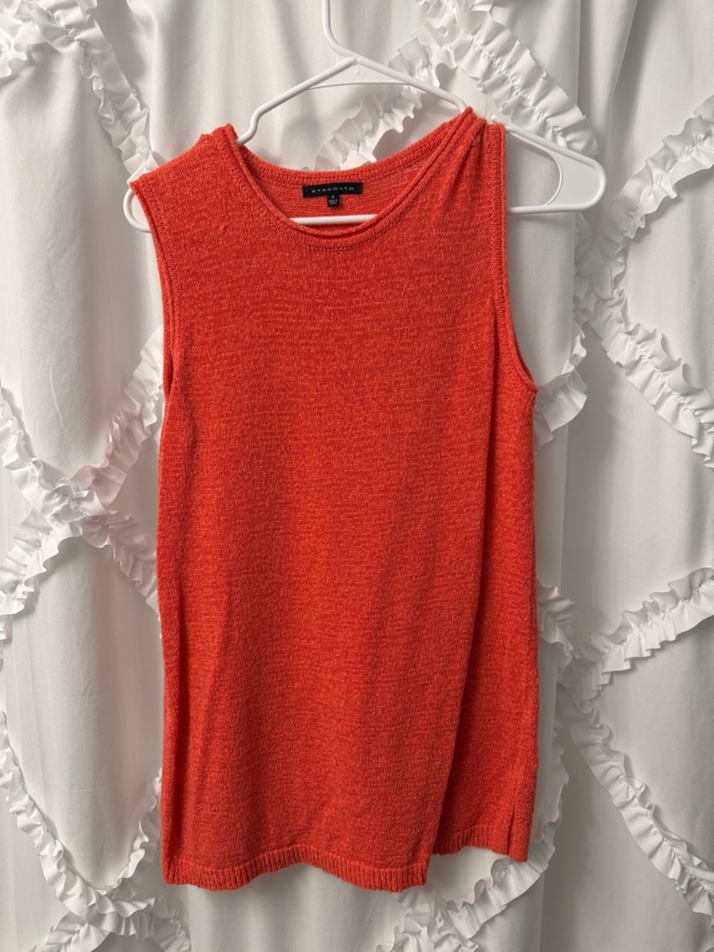 Staccato Sleeveless Knit Tank - Coral Orange